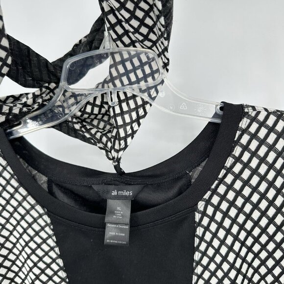 ALI MILES shirt top blouse tunic 3/4 sleeve swing removeable infinity scarf XL - Picture 5 of 9